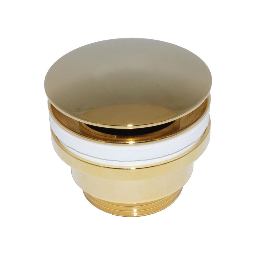 Push-open Click-clack afvoerplug 1,1/4"x 0-70mm ms goud m. grote stop