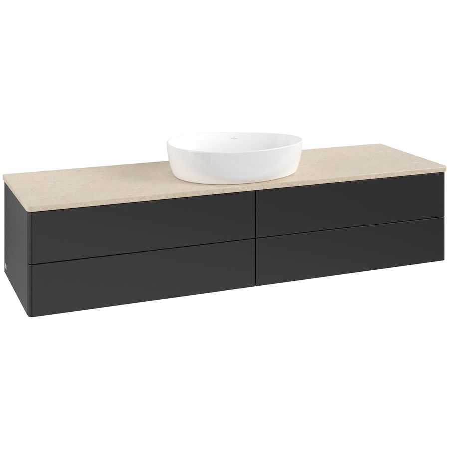 Wastafelonderkast Antao 1600x360x500mm Black Matt Lacquer K25013PD
