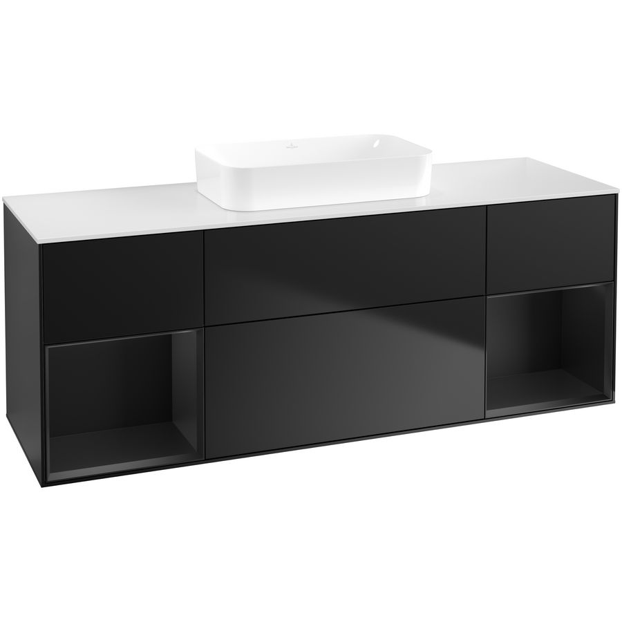 Wastafelonderkast Finion 1600x603x501mm Black Matt Lacquer F741PDPD