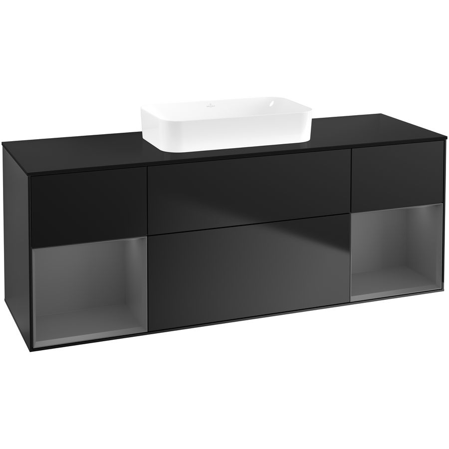Wastafelonderkast Finion 1600x603x501mm Black Matt Lacquer F742GKPD