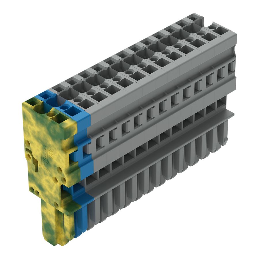 1-draads female steker CAGE CLAMP 4mm² grijs/blauw/g VVE=10