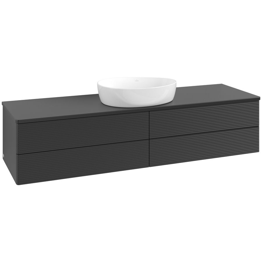 Wastafelonderkast Antao 1600x360x500mm Black Matt Lacquer K25110PD