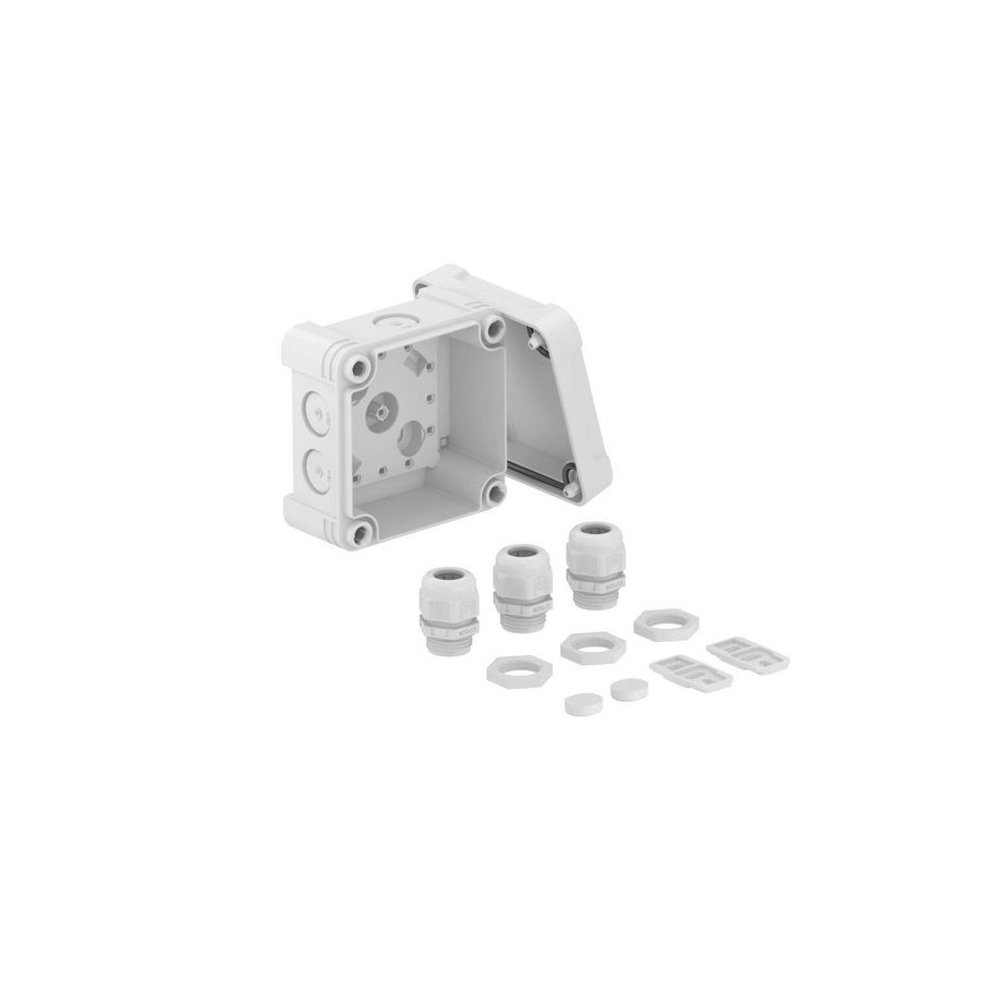 Kabeldoos met 3xV-TEC VM en 3x116 95x95x60 lichtgrijs RAL