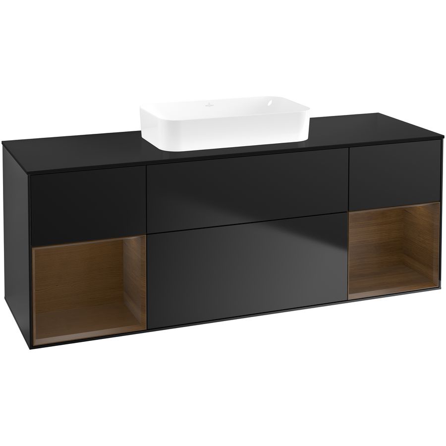 Wastafelonderkast Finion 1600x603x501mm Black Matt Lacquer F742GNPD