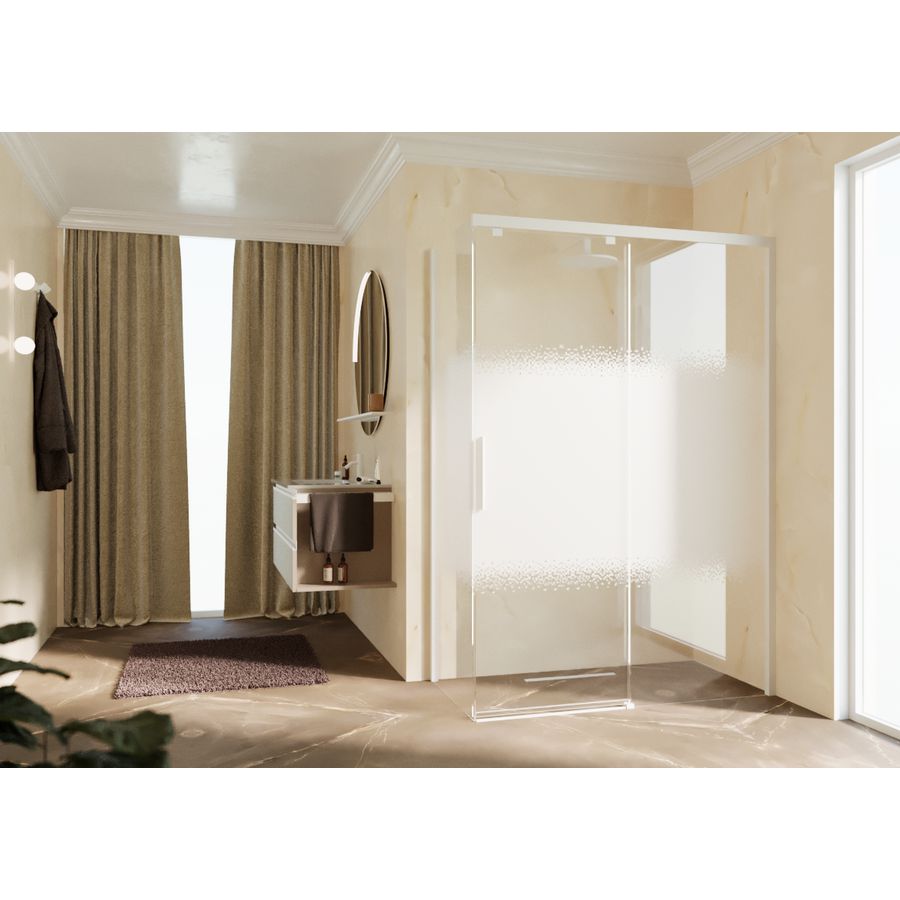 Zijwand K2FH 1010-1030x2000mm wit mat rose motief