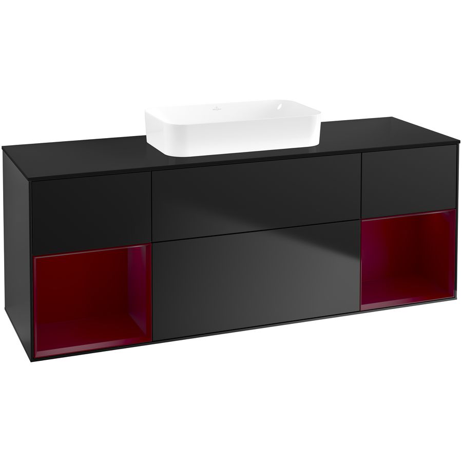 Wastafelonderkast Finion 1600x603x501mm Black Matt Lacquer F742HBPD