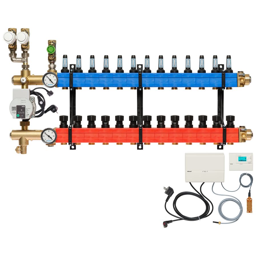 Vloerverw.verdeler 4851 3-pijps E-pomp BA. 10-145l/u 13-groeps