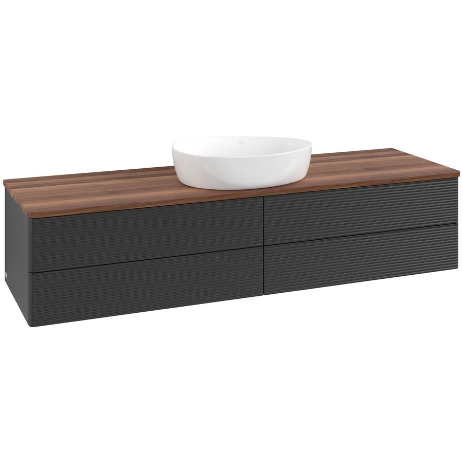 Wastafelonderkast Antao 1600x360x500mm Black Matt Lacquer K25112PD