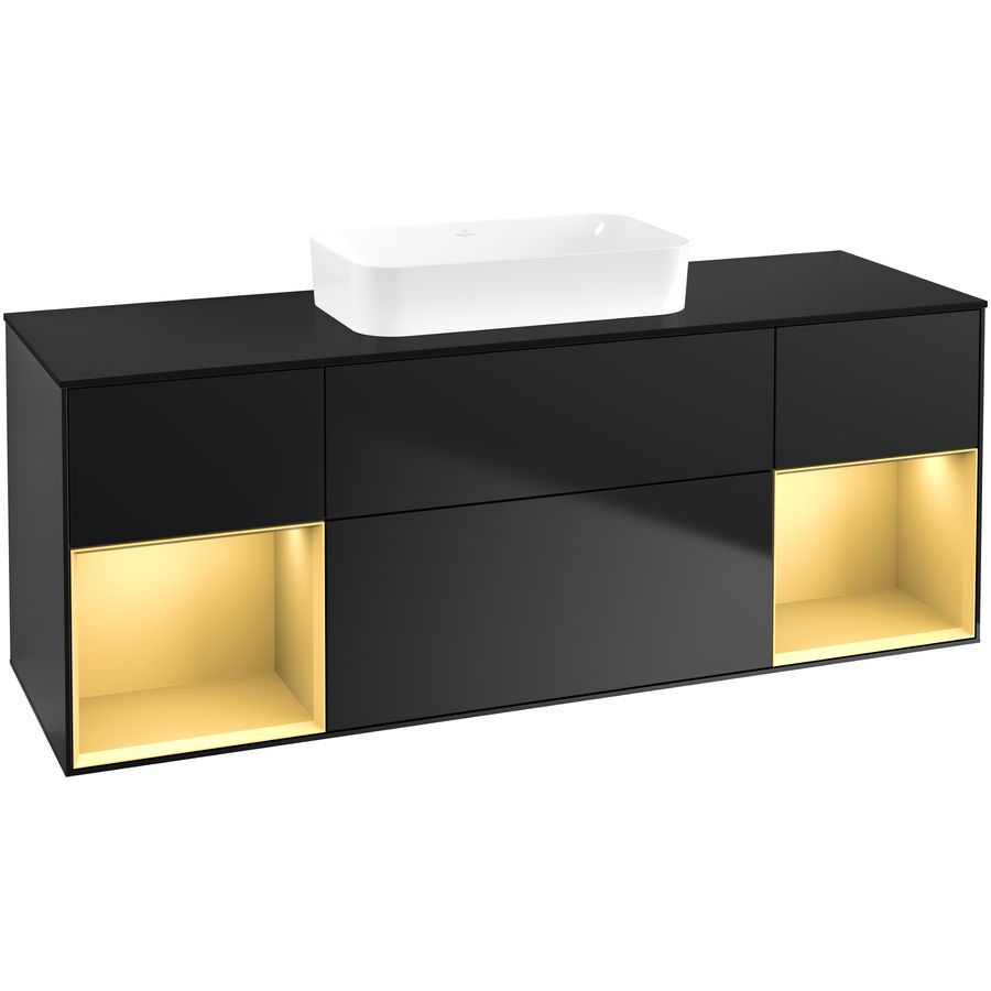 Wastafelonderkast Finion 1600x603x501mm Black Matt Lacquer F742HFPD