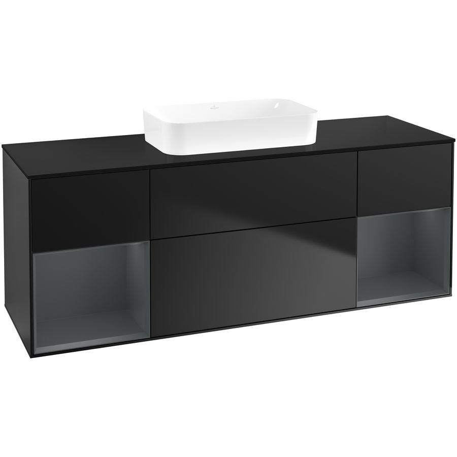 Wastafelonderkast Finion 1600x603x501mm Black Matt Lacquer F742HGPD