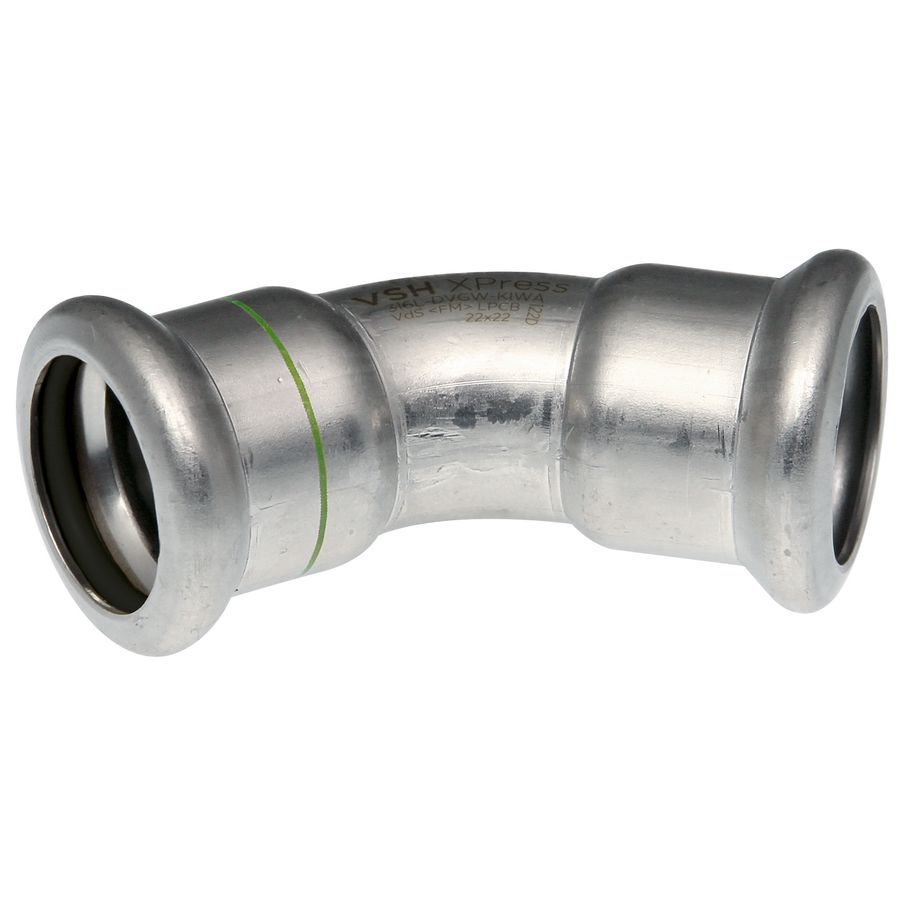 Bochtkoppeling 45° XPress RVS 316L 108x108mm R2713 VVE=2