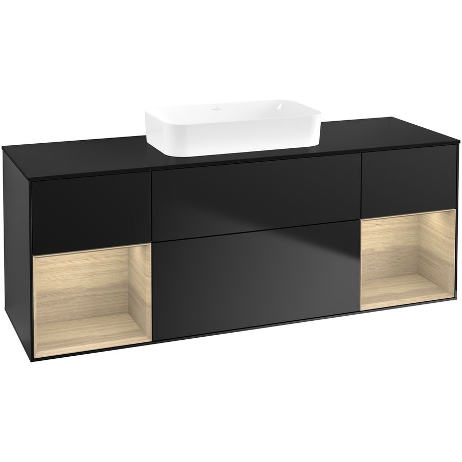 Wastafelonderkast Finion 1600x603x501mm Black Matt Lacquer F742PCPD