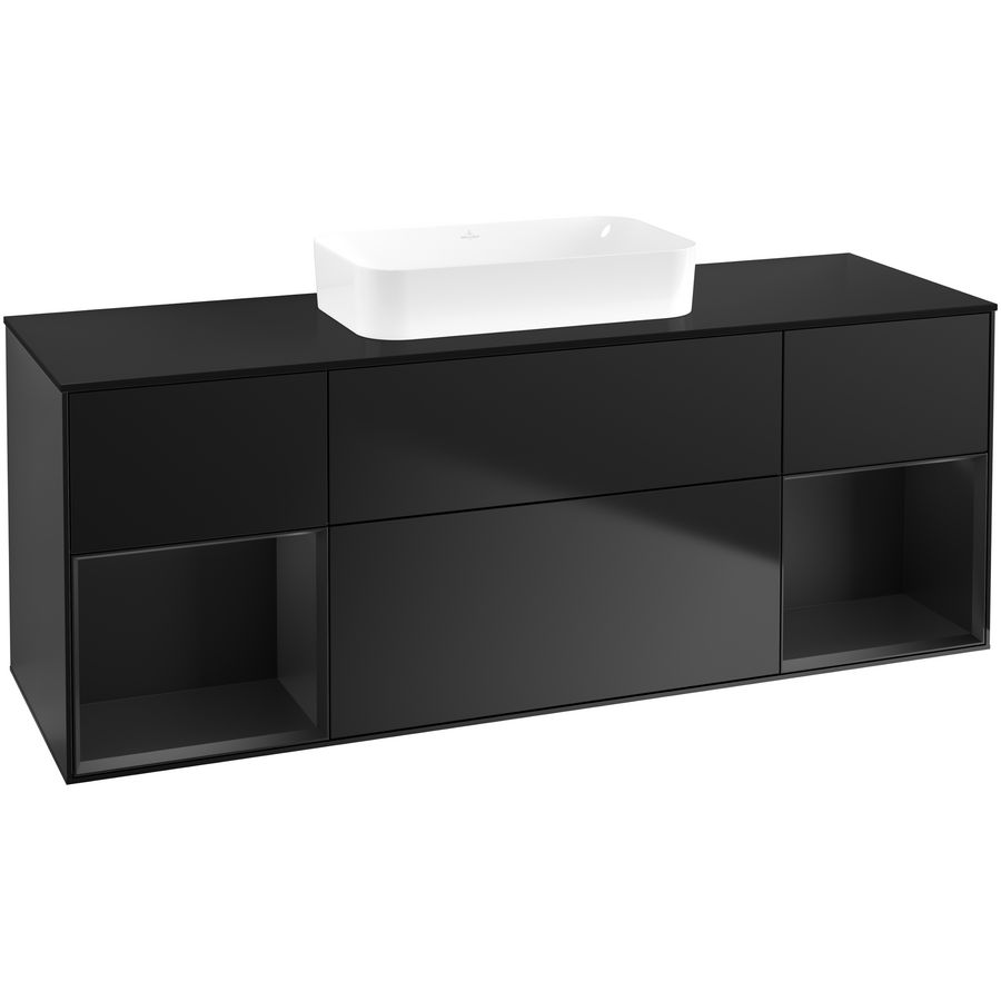 Wastafelonderkast Finion 1600x603x501mm Black Matt Lacquer F742PDPD