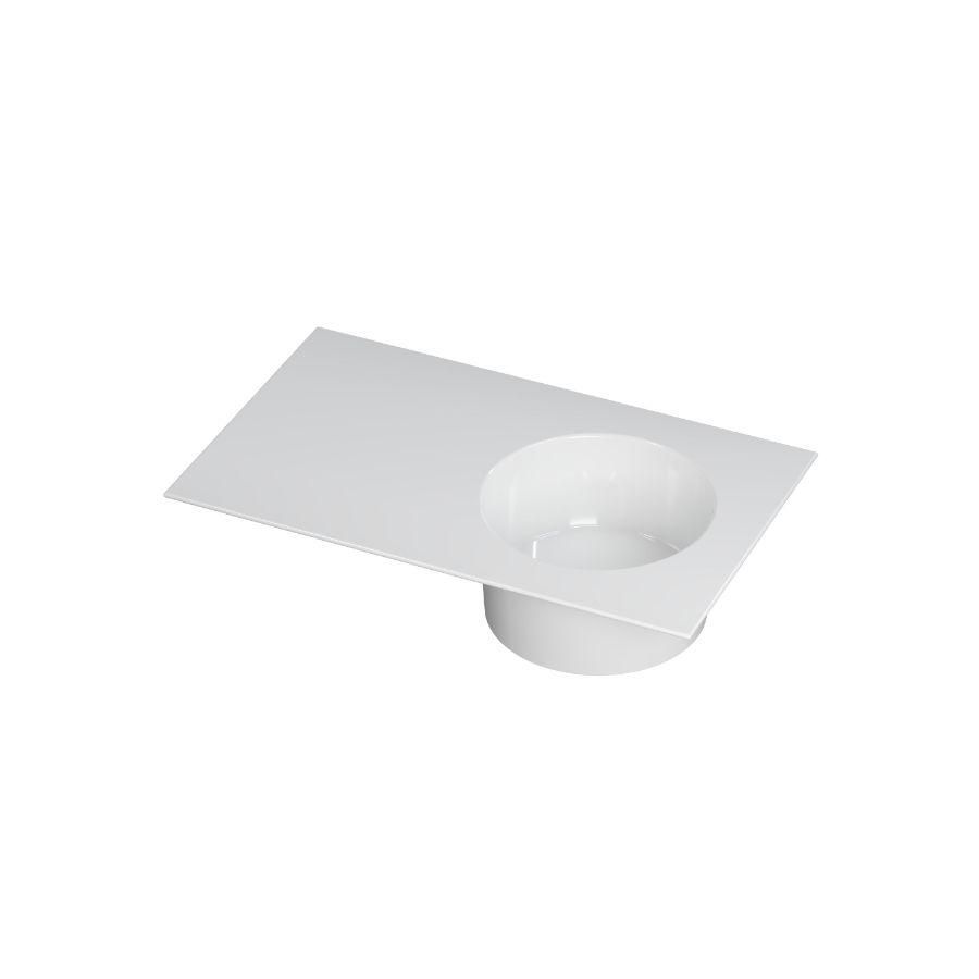 INK UFO Wastafel porselein rond re zonder kraangat GL wit 80x48