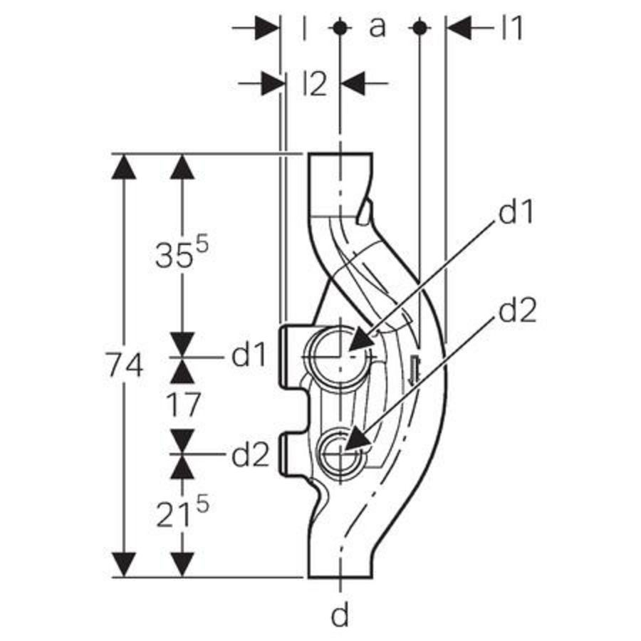 Polyethyleen (PE) Sovent High Power T-stuk 110x110x75x110mm