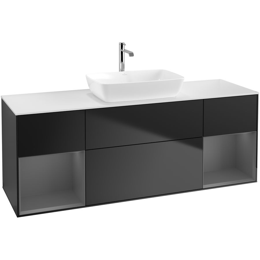 Wastafelonderkast Finion 1600x603x501mm Black Matt Lacquer F861GKPD