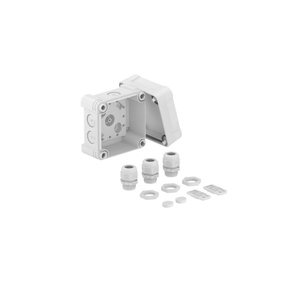 Kabeldoos met 3xV-TEC VM en 3x116 95x95x72 lichtgrijs RAL