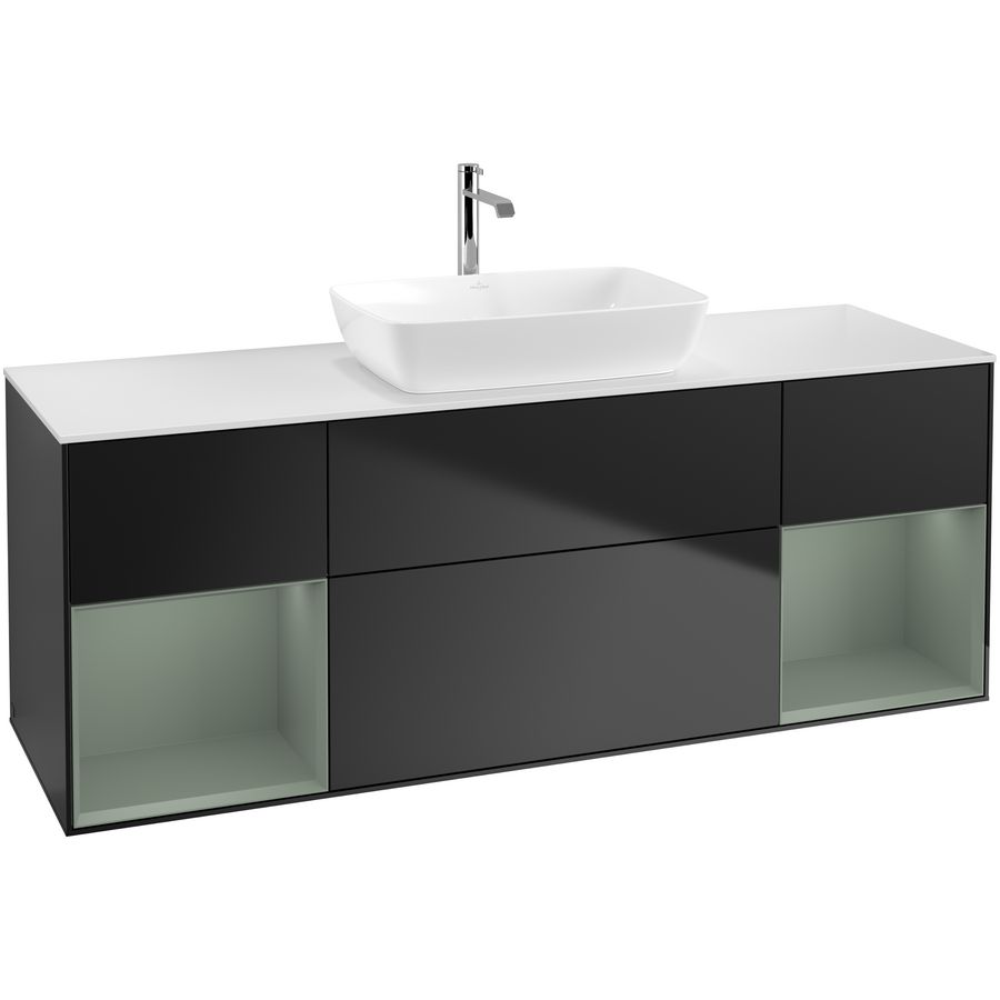 Wastafelonderkast Finion 1600x603x501mm Black Matt Lacquer F861GMPD