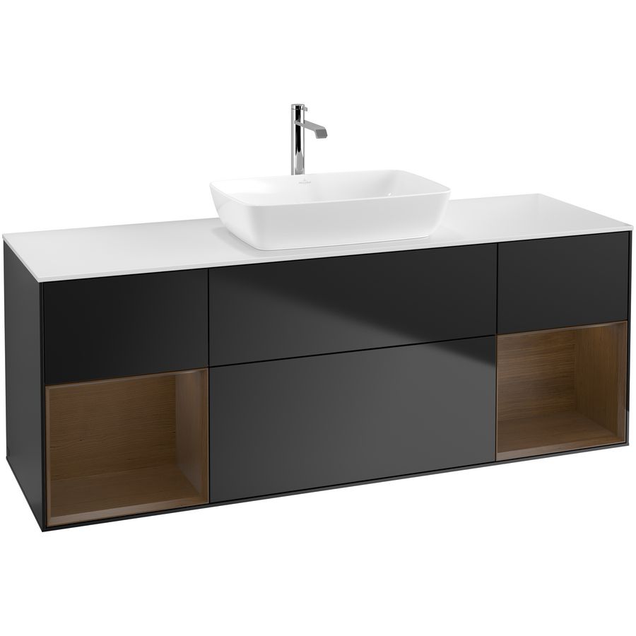 Wastafelonderkast Finion 1600x603x501mm Black Matt Lacquer F861GNPD