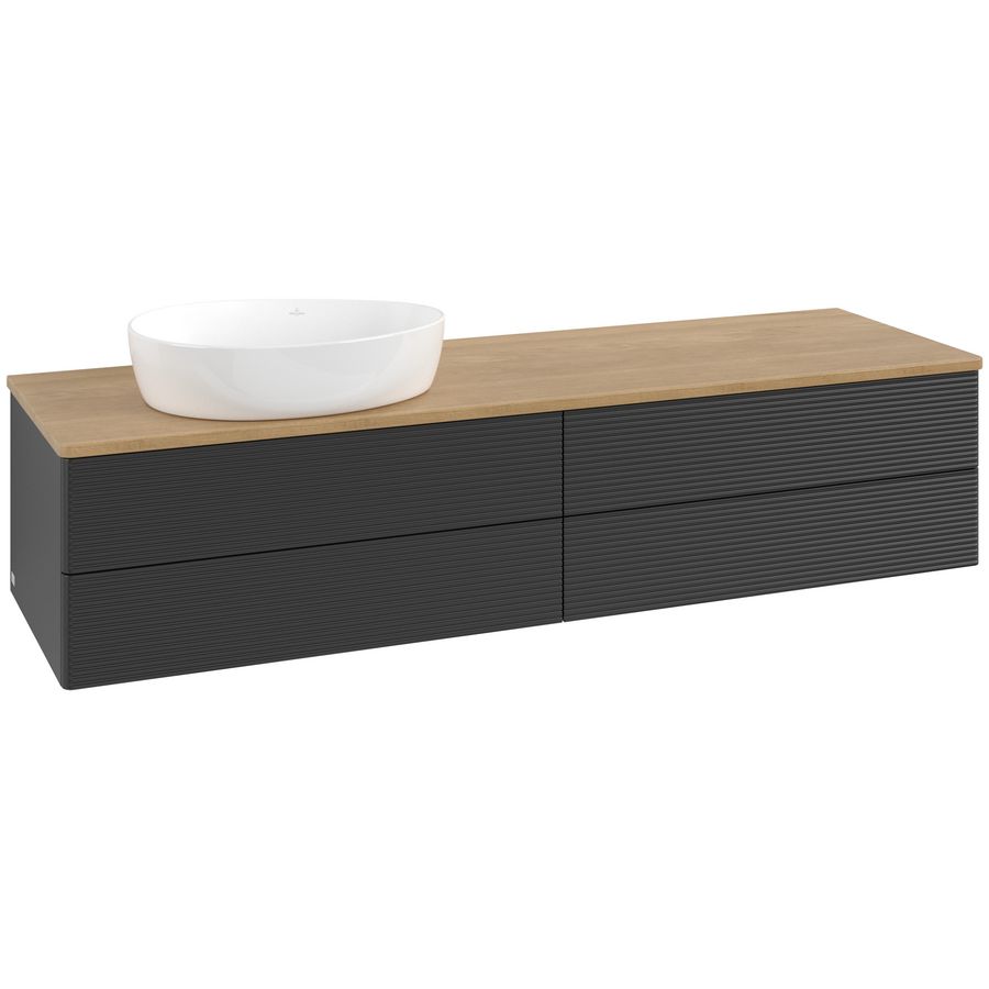 Wastafelonderkast Antao 1600x360x500mm Black Matt Lacquer K26111PD