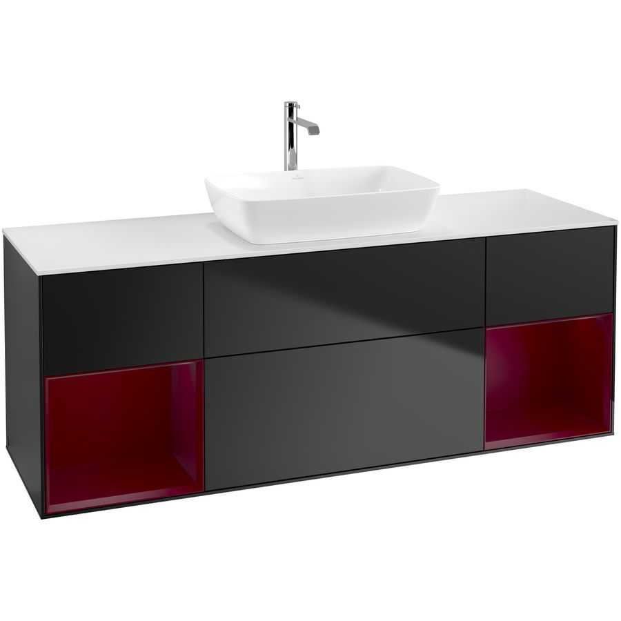 Wastafelonderkast Finion 1600x603x501mm Black Matt Lacquer F861HBPD