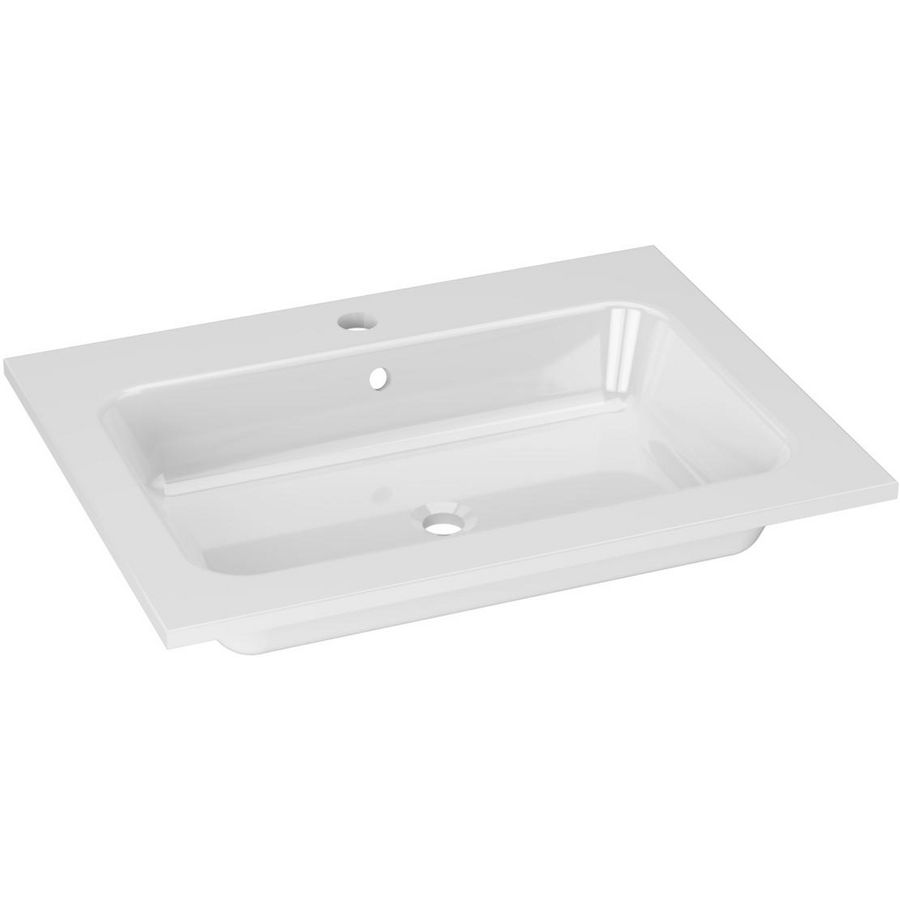 Meubelwastafel LUSSO 60cm kunstmarmer wit 1x kraangat