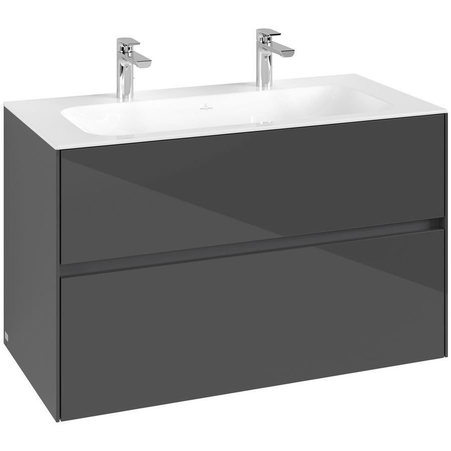 Wastafelonderkast Collaro 996x603x498mm Glossy Grey C13900FP