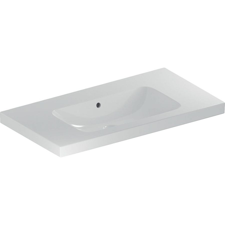 iCon Light wastafel 90x48cm zonder kraangat met overloop / met afleg wit