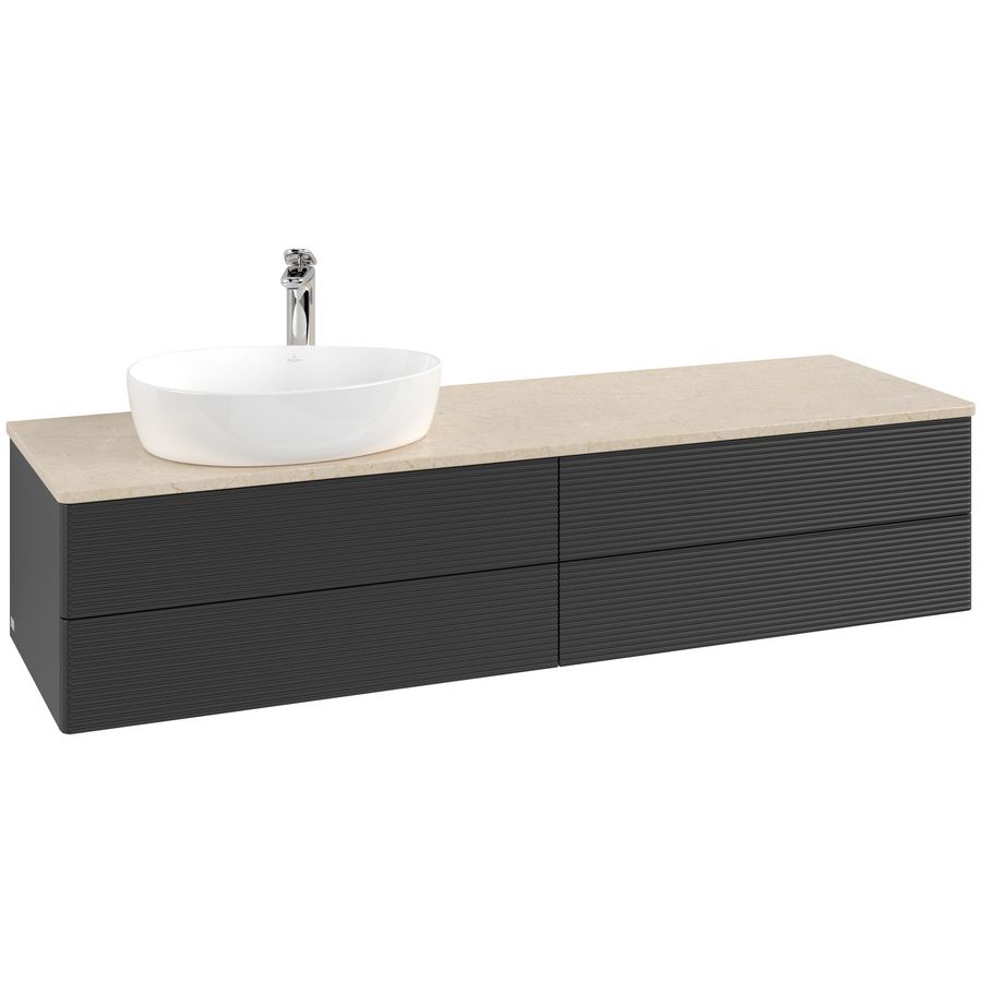Wastafelonderkast Antao 1600x360x500mm Black Matt Lacquer K26153PD
