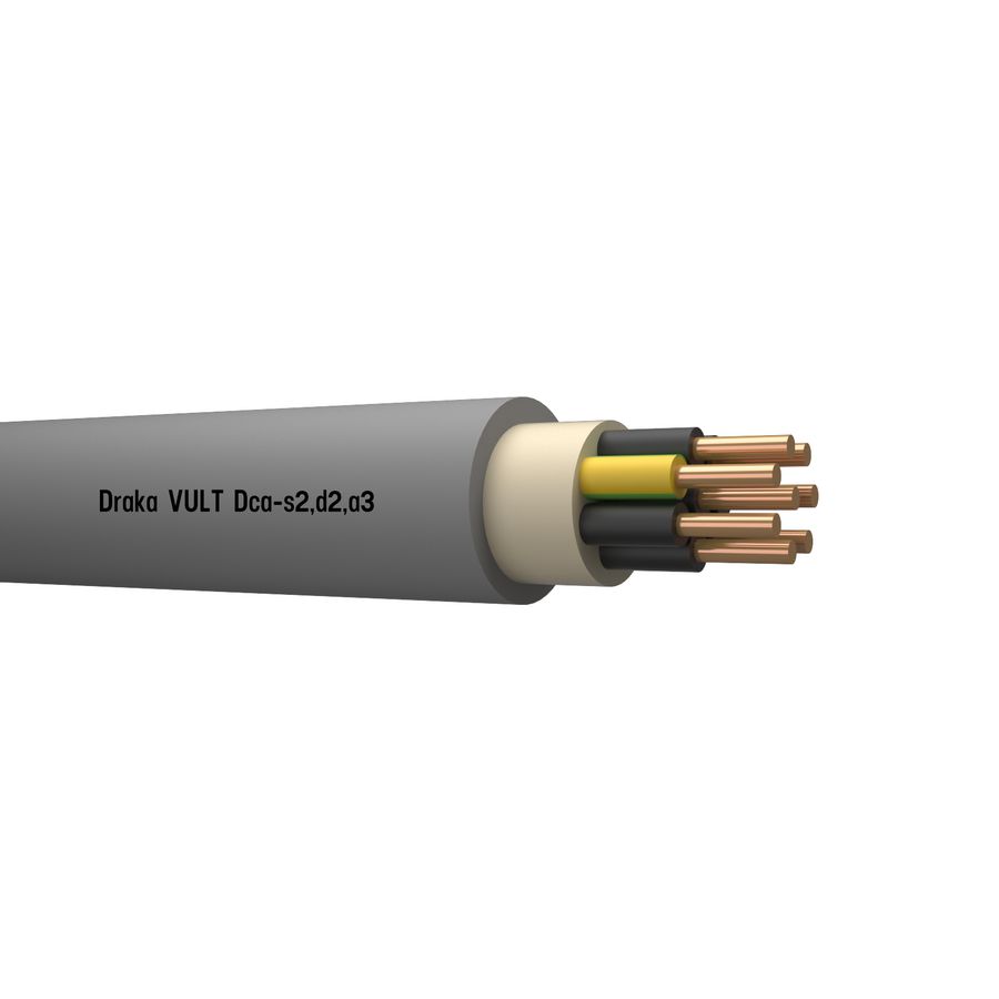 Haspel a 500m. installatiekabel VULT YMvK Dca 0,6/1kV gy# 8G1,5mm² (geel/groen - zwart met witte nummering)