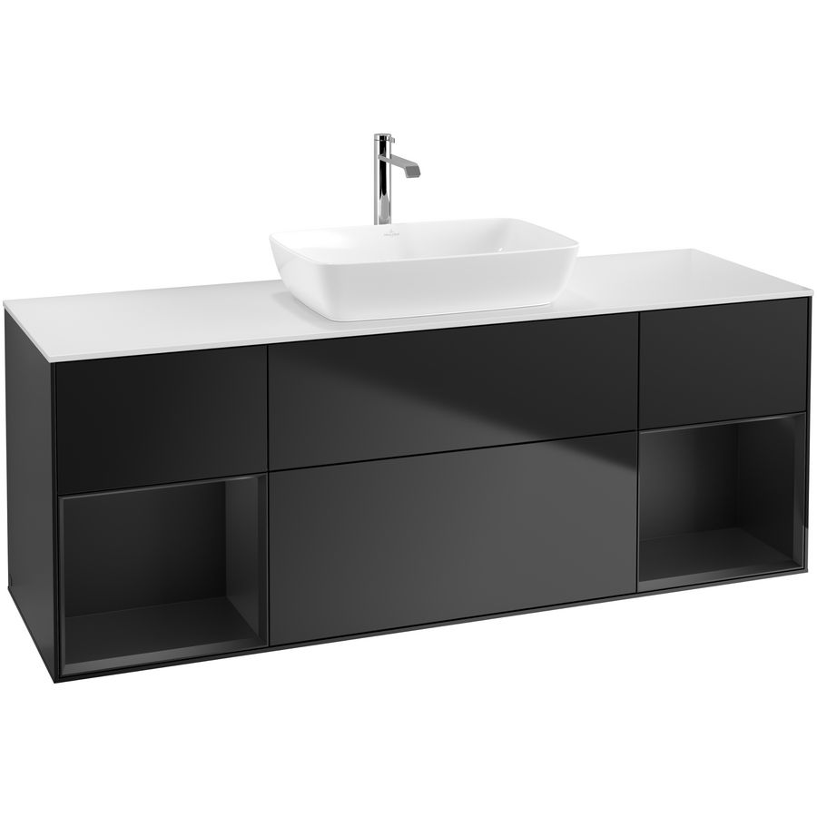 Wastafelonderkast Finion 1600x603x501mm Black Matt Lacquer F861PDPD