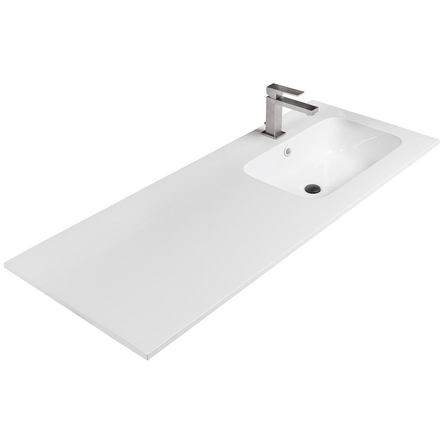 Wastafel 35 keramiek mat sand 121x51cm 1 waskom rechts (los besteld)