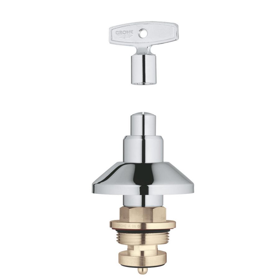 Bovendeel v. inb.stopkraan 1.1/4" + sleutel + stofkap chroom
