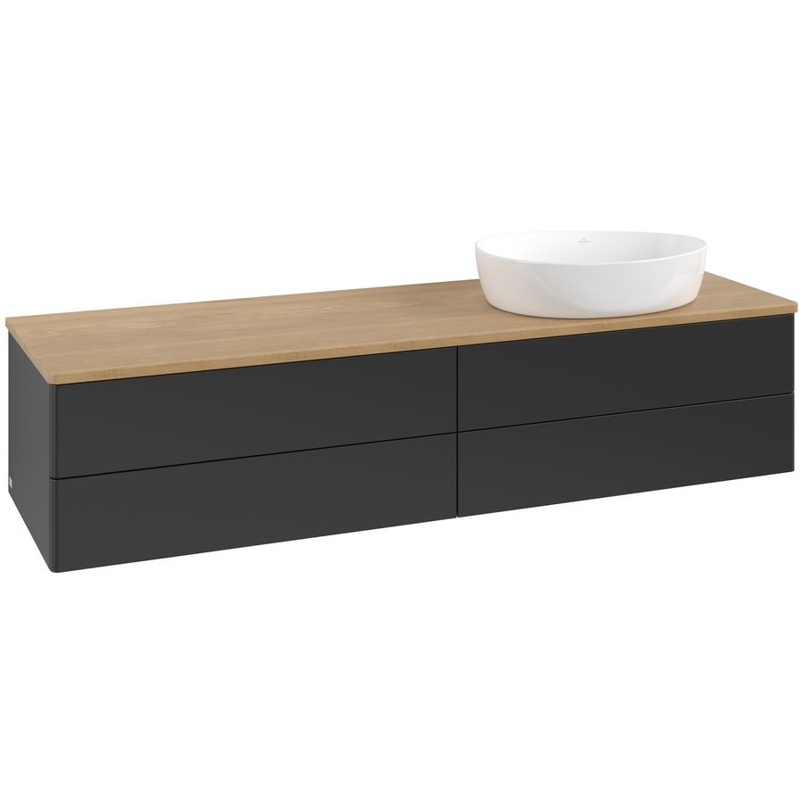 Wastafelonderkast Antao 1600x360x500mm Black Matt Lacquer K27011PD