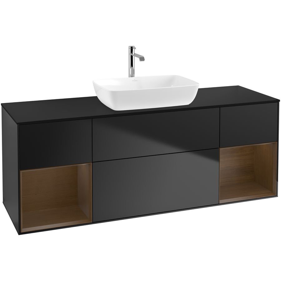 Wastafelonderkast Finion 1600x603x501mm Black Matt Lacquer F862GNPD
