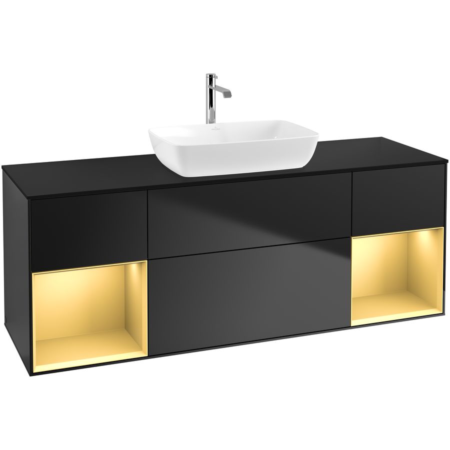 Wastafelonderkast Finion 1600x603x501mm Black Matt Lacquer F862HFPD