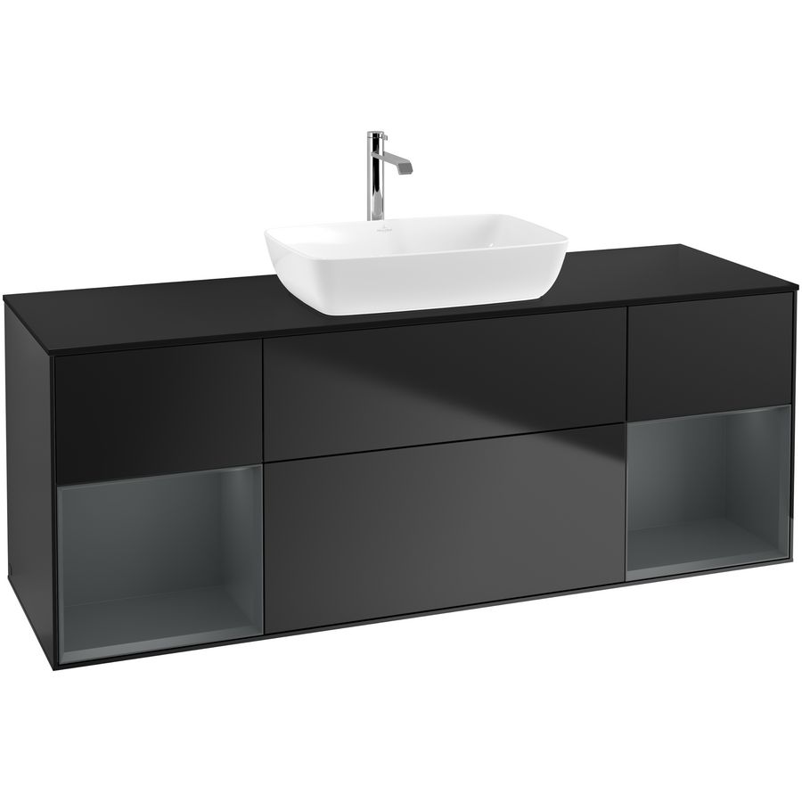Wastafelonderkast Finion 1600x603x501mm Black Matt Lacquer F862HGPD