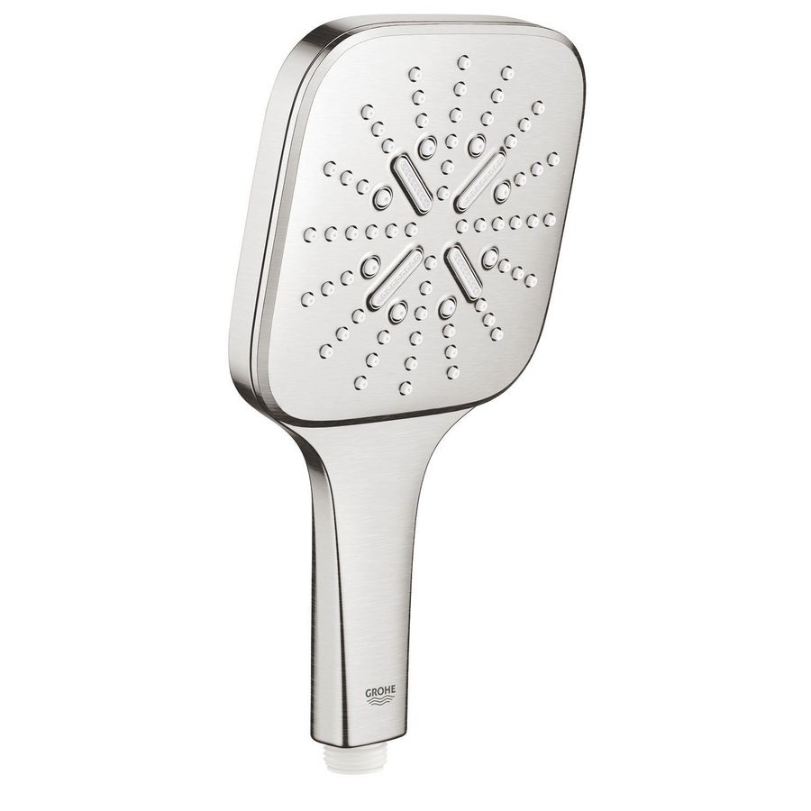 Handdouche rainsh. 130 smartact. cube 3 straalsoorten supersteel (rvs look)