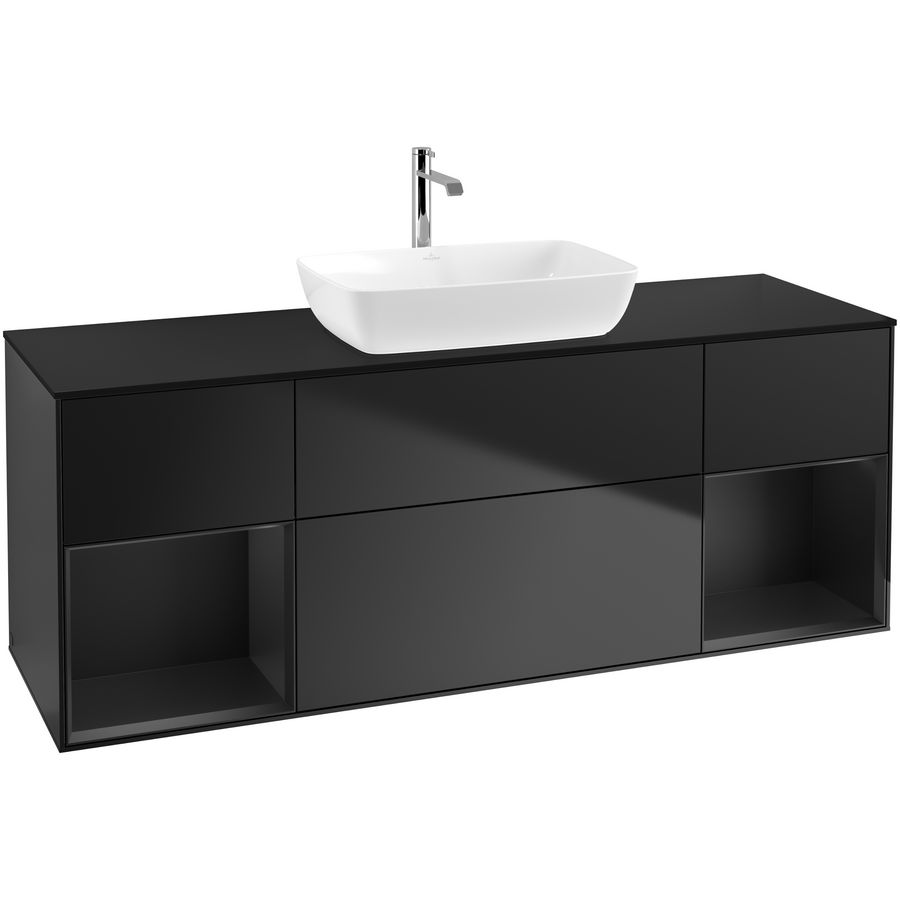 Wastafelonderkast Finion 1600x603x501mm Black Matt Lacquer F862PDPD