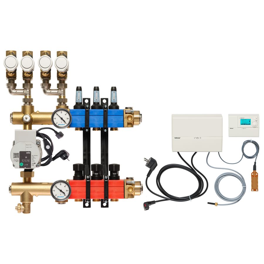 Vloerverw.verdeler 4861 4-pijps E-pomp BA. 10-145l/u 3-groeps