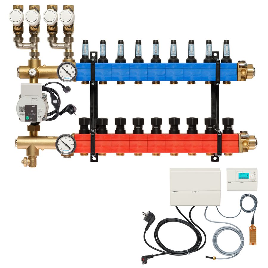 Vloerverw.verdeler 4861 4-pijps E-pomp BA. 10-145l/u 9-groeps