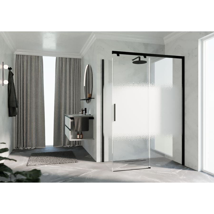 Zijwand K2FH 1010-1030x2000mm zwart rose motief