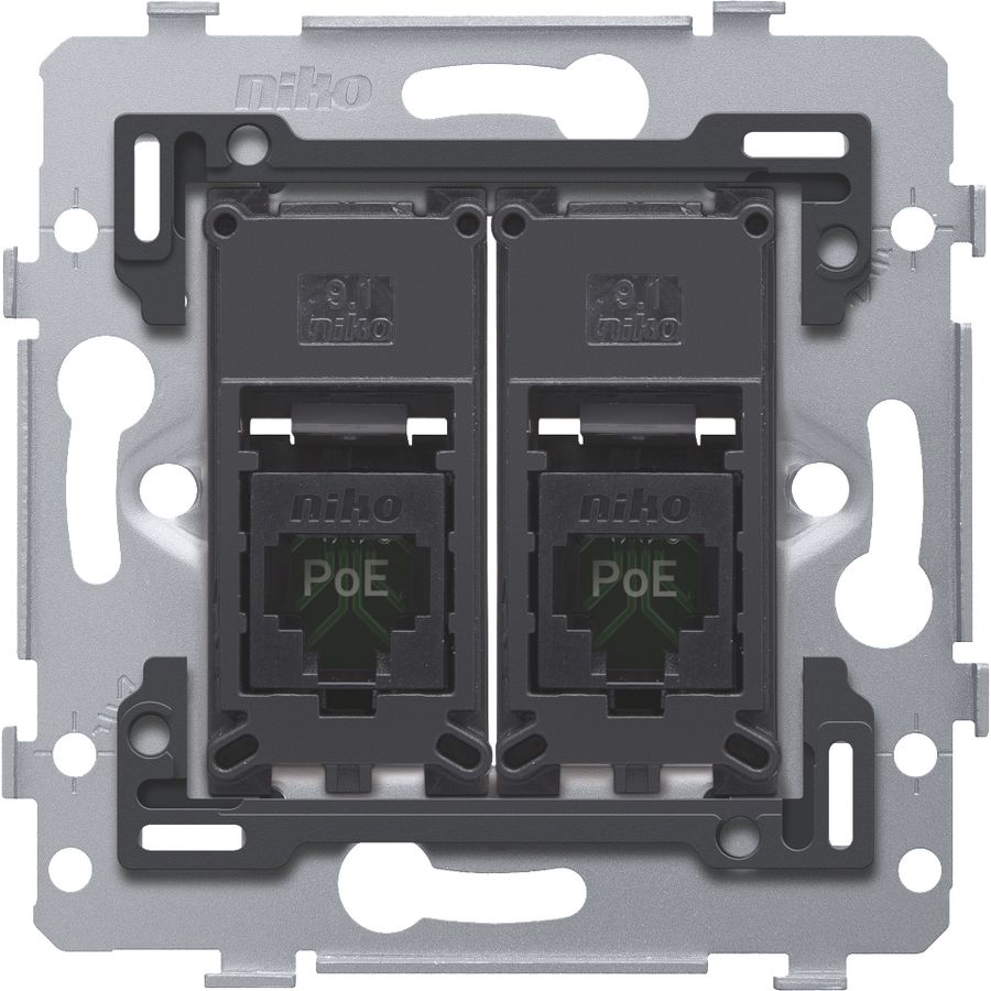 Mechanisme 2 RJ45-aansl.en UTP Cat. 5E PoE++ vlak
