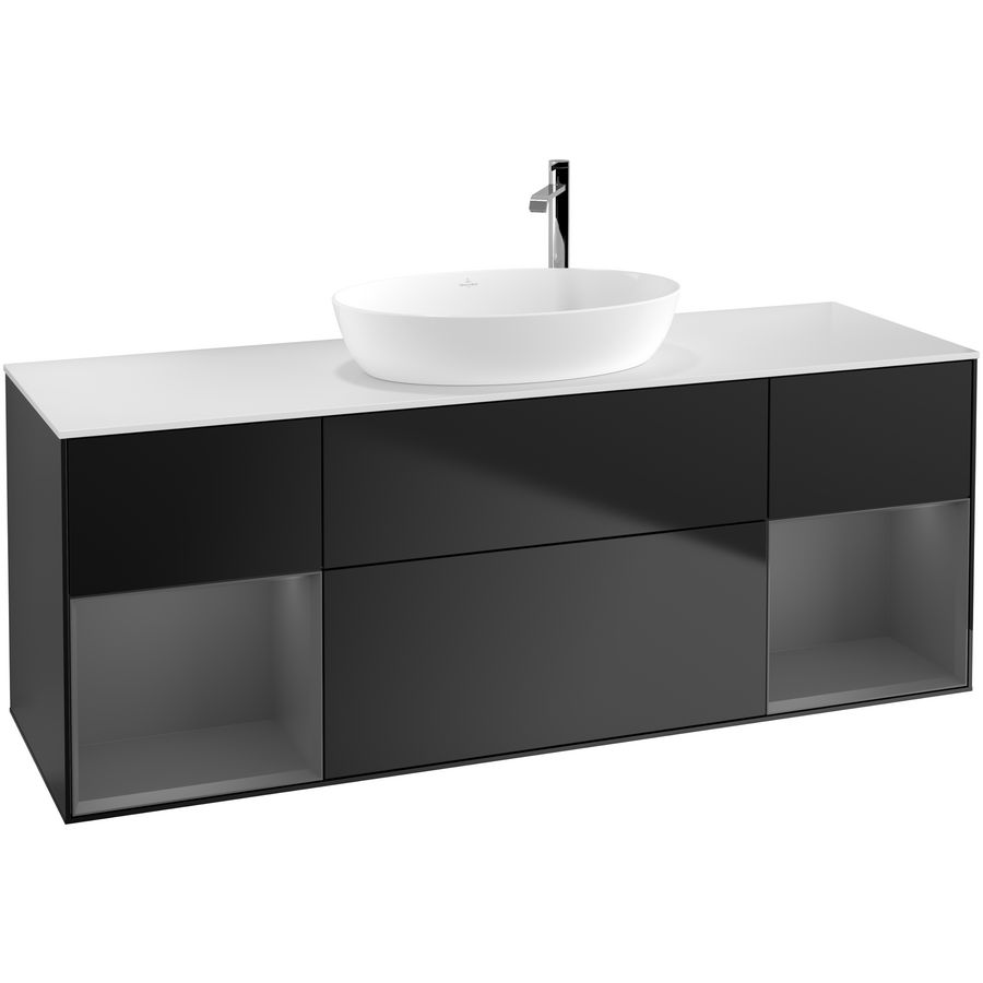 Wastafelonderkast Finion 1600x603x501mm Black Matt Lacquer F981GKPD
