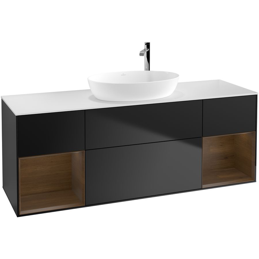 Wastafelonderkast Finion 1600x603x501mm Black Matt Lacquer F981GNPD
