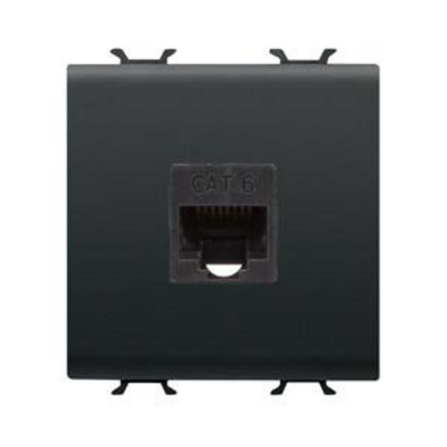 RJ45 SOCKET-CATEGORY 6-UTP-2 MODULES-SATIN BLACK-C