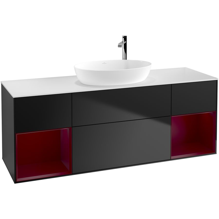 Wastafelonderkast Finion 1600x603x501mm Black Matt Lacquer F981HBPD