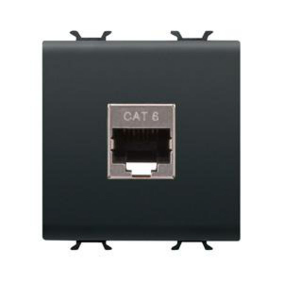 RJ45 SOCKET-CATEGORY 6-FTP-2 MODULES-SATIN BLACK-C