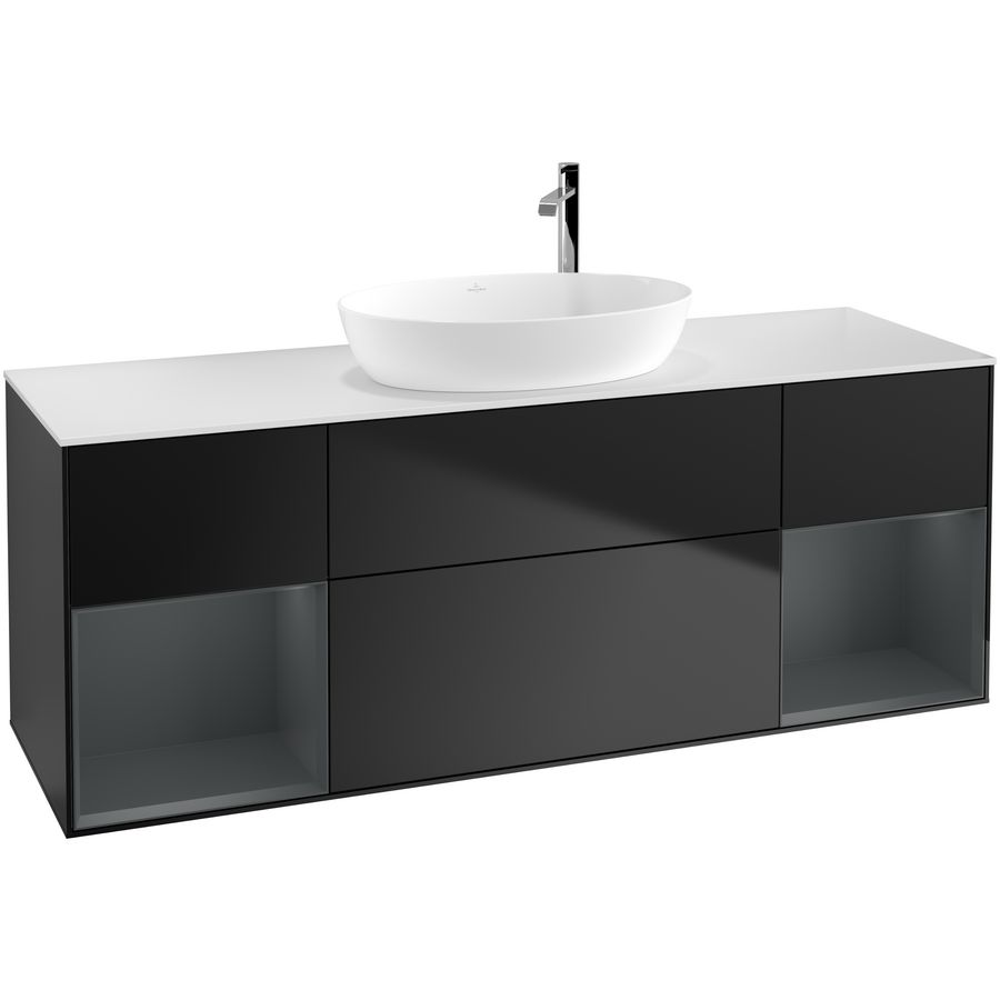 Wastafelonderkast Finion 1600x603x501mm Black Matt Lacquer F981HGPD