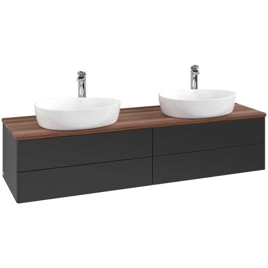 Wastafelonderkast Antao 1600x360x500mm Black Matt Lacquer K28052PD